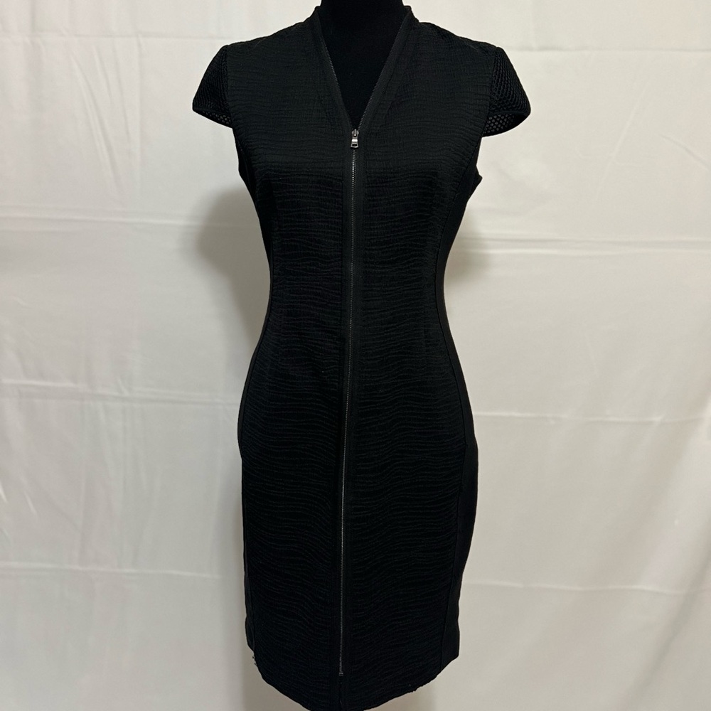 Tahari Black Textured Mini Dress